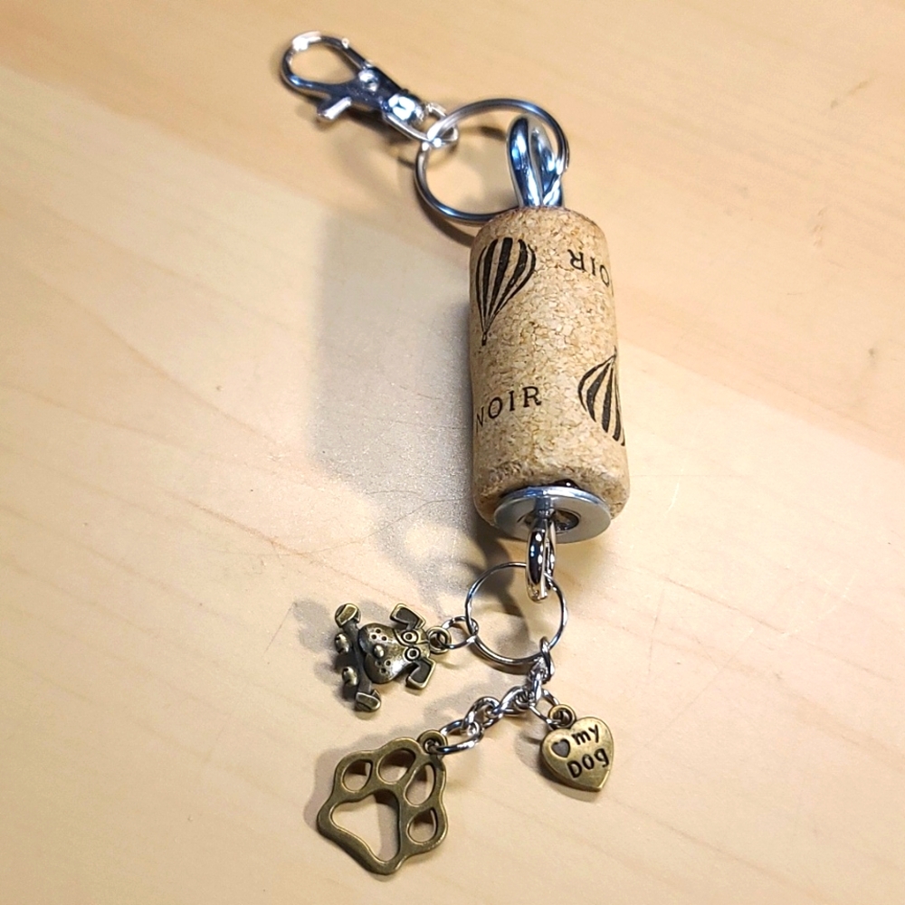 DOG Wine Cork Key Chain - Purse charm - Upcycled Wine Cork